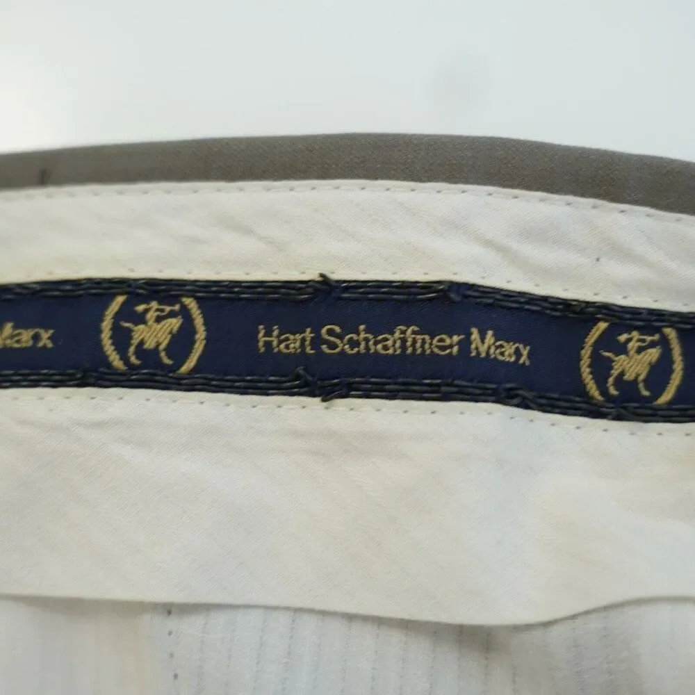 Hart Schaffner Marx Wool Beige Pleated High Rise Dress Pants Trousers 43/28 Line